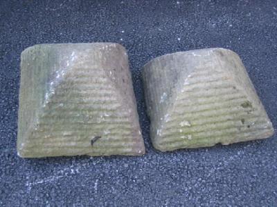 Appraisal: A PAIR OF STONE GATE POST FINIALS of pyramid form