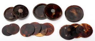 Appraisal: Three Tortoise Shell Whist Counter Boxes Circa Including one top