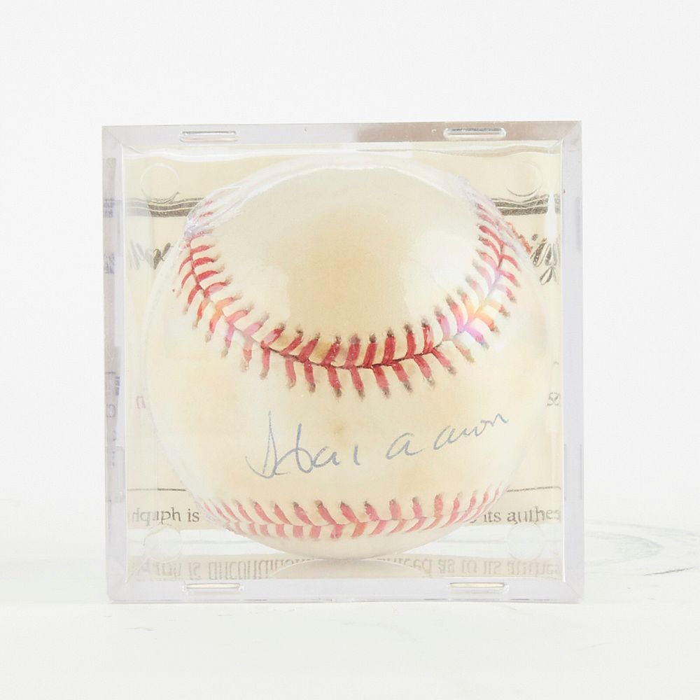 Appraisal: Signed Baseball Hank Aaron One baseball signed by Hank Aaron