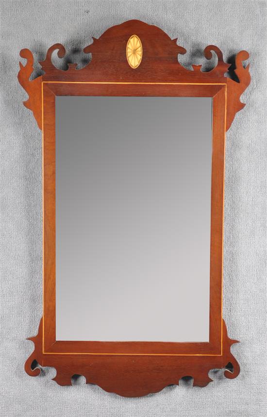 Appraisal: Chippendale Style Mirror Mid th Century Mahogany with line inlay