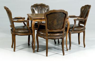 Appraisal: Set Louis XV style armchairs table four chairs each with