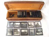 Appraisal: A slide box containing historic Russian in cm lantern slides