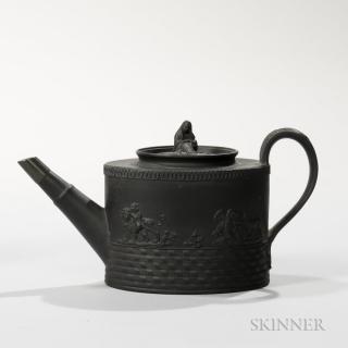 Appraisal: E Mayer Black Basalt Teapot and Cover England early th