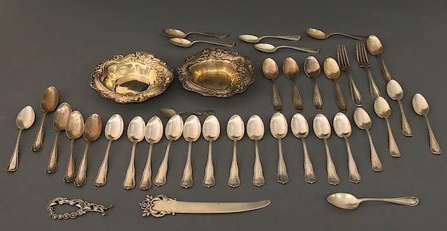 Appraisal: Grouping of Sterling Silver Dishes and Flatware Grouping of sterling