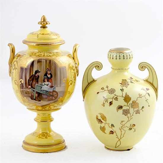 Appraisal: Royal Bonn and Derby covered urn and vase late th