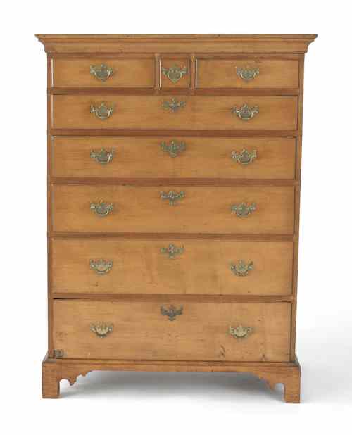 Appraisal: New England Queen Anne maple tall chest ca h w