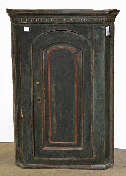 Appraisal: An American green painted maple corner cabinet late th early