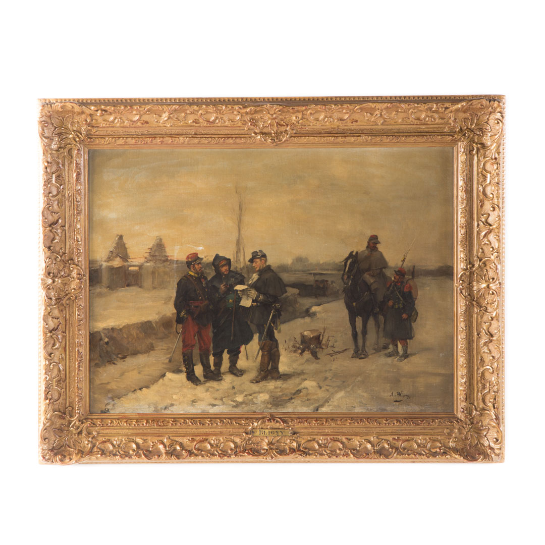 Appraisal: Albert Bligny Receiving the Orders oil on canvas French -