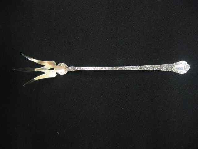 Appraisal: Gorham Sterling Silver Lettuce Fork elaborate pattern gold washed tines