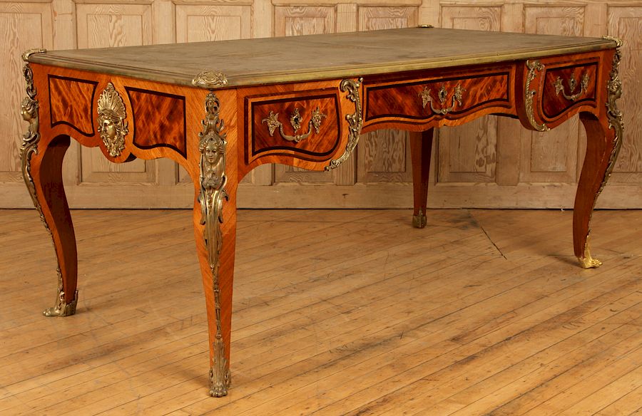 Appraisal: LOUIS XV STYLE WRITING DESK MANNER FRANCOIS LINKE A bronze