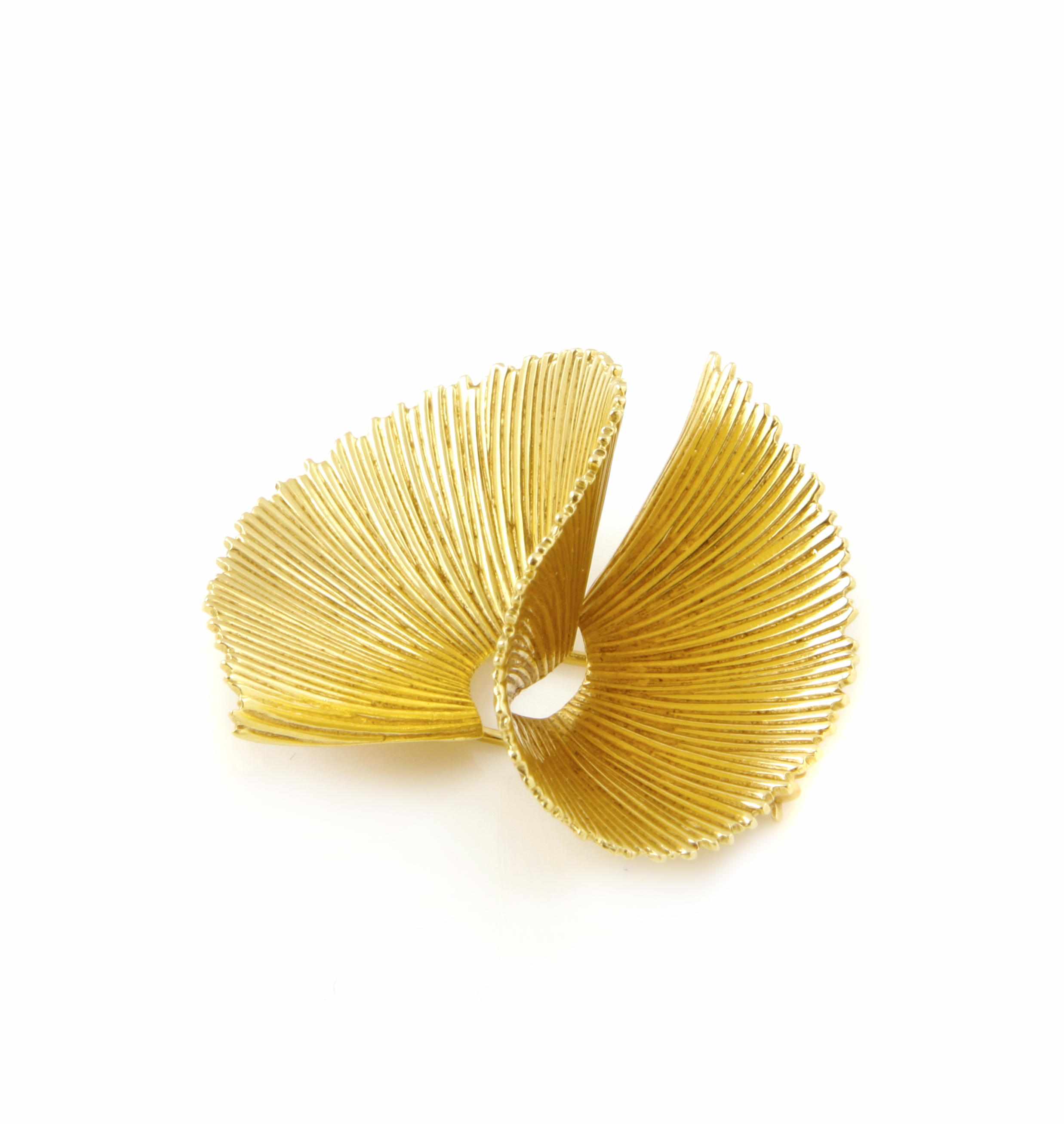 Appraisal: A k gold fan motif brooch Tiffany Co signed Tiffany