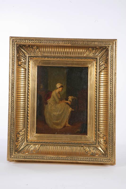 Appraisal: OIL ON BOARD Scene of a woman sitting in her