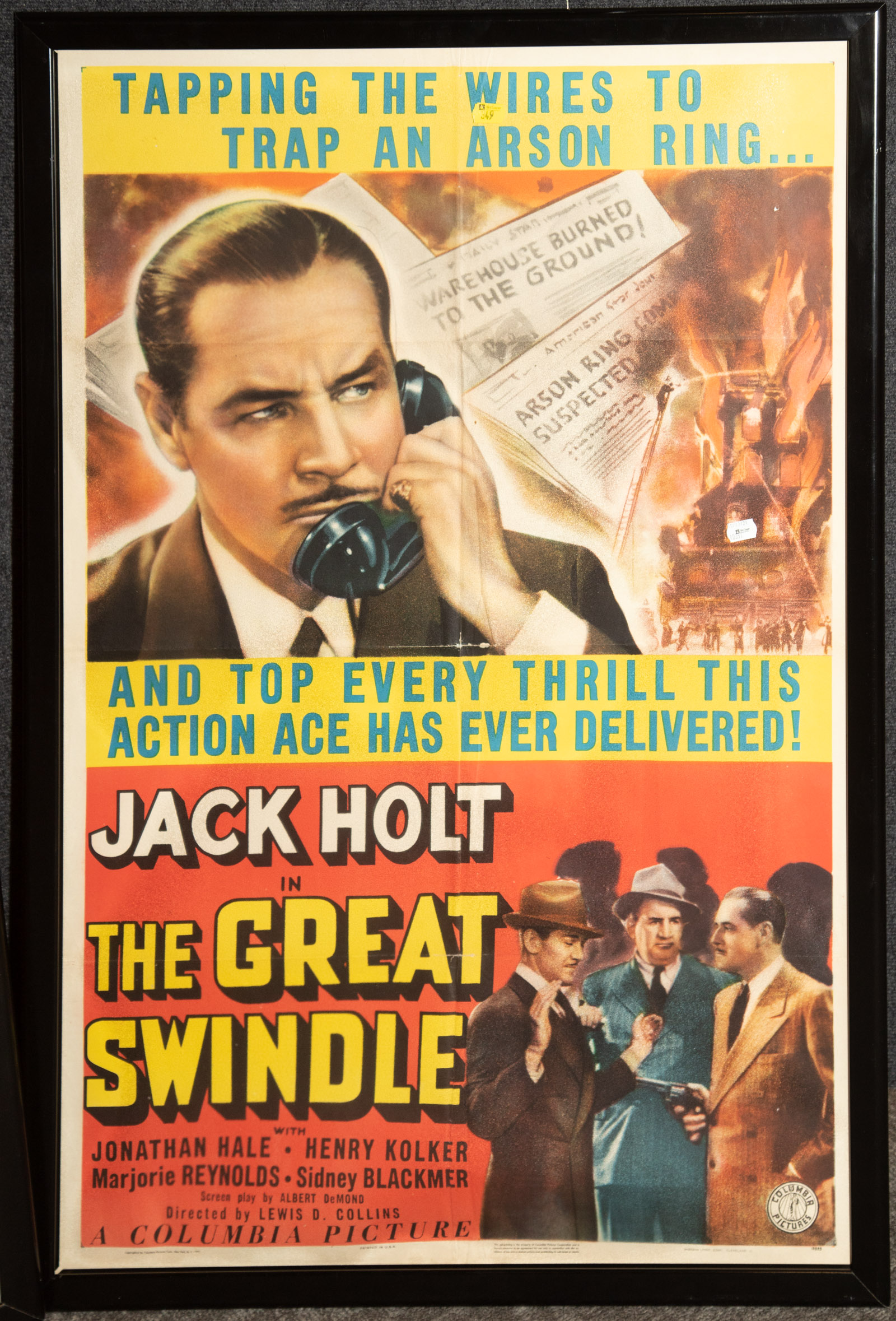 Appraisal: THE GREAT SWINDLE MOVIE POSTER Staring Jack Holt x in