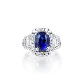 Appraisal: A Featuring a cushion mixed modified-cut natural unheated sapphire weighing