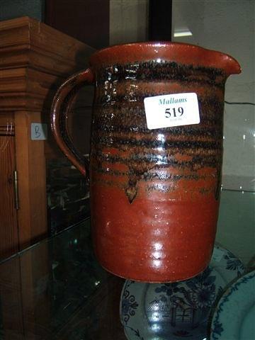 Appraisal: John Leach pottery ash glazed jug stamped Muchelney high