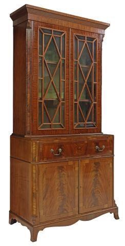 Appraisal: English Georgian style mahogany secretary bookcase early th c molded