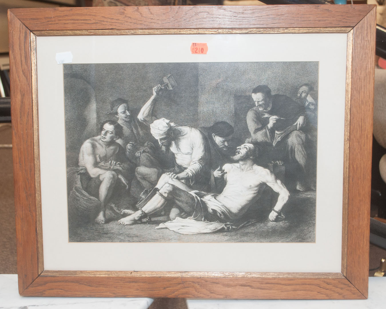 Appraisal: Antique engraving of a tortured confessor framed Undernumber