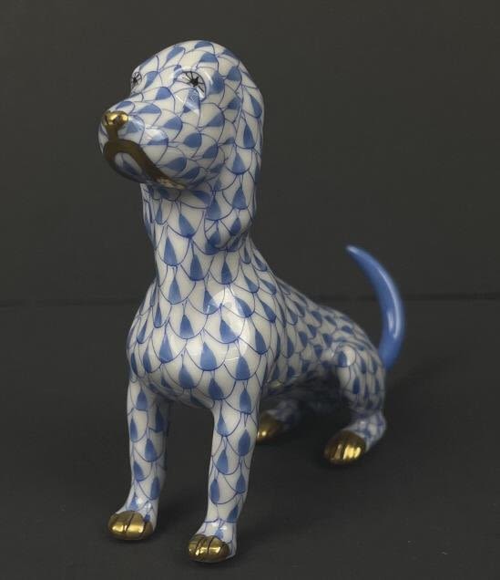 Appraisal: Herend Blue Fishnet Dog Tall x WideGood condition with no