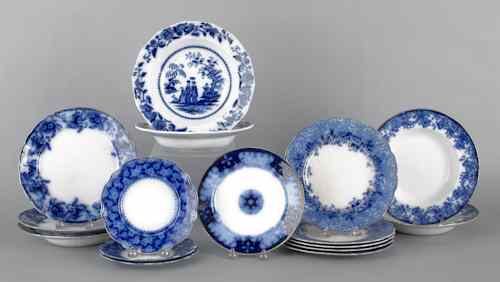 Appraisal: Sixteen flow blue plates and shallow bowls largest - dia