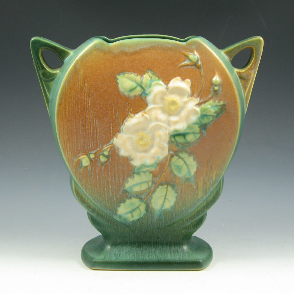 Appraisal: Roseville White Rose vase in green and brown Marked Roseville