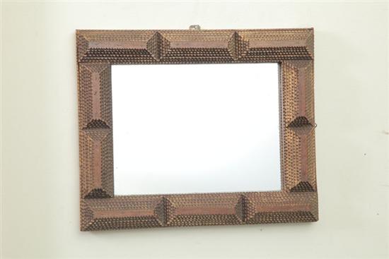 Appraisal: TRAMP ART MIRROR Nicely carved frame with gold paint ''h