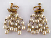 Appraisal: A pair of vintage faux pearl and diamante earrings by