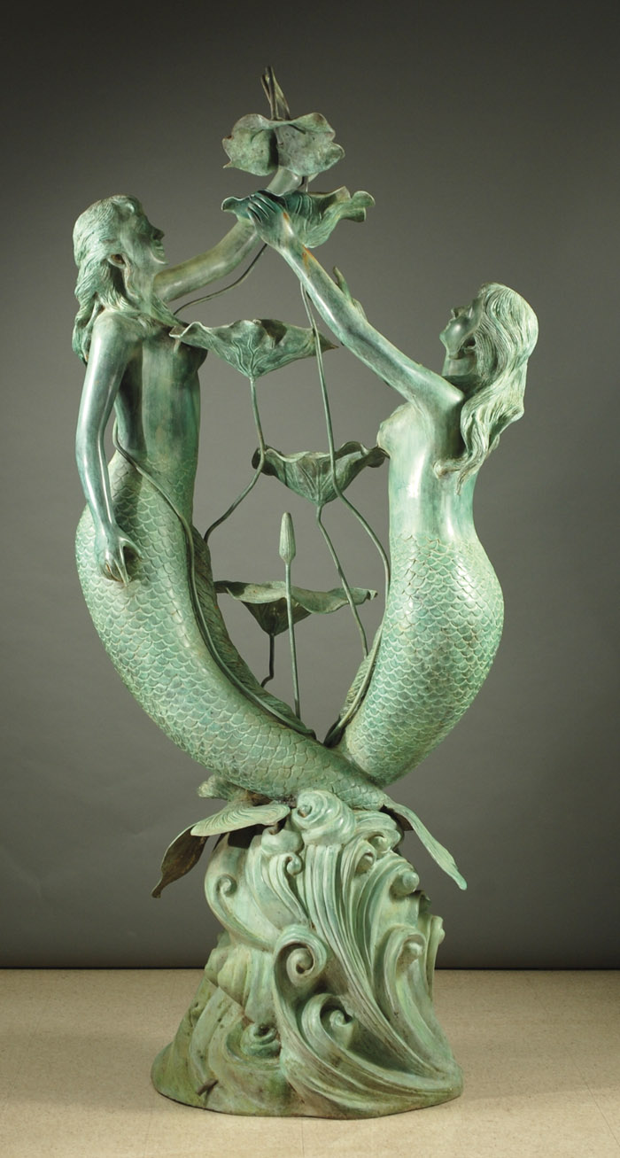 Appraisal: LARGE FIGURAL BRONZE FOUNTAIN centering a series of tiered water