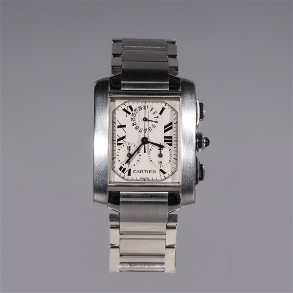 Appraisal: Stainless steel Cartier Tank Francaise Chrono Reflex watch quartz movement