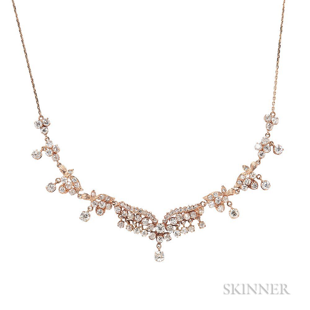 Appraisal: kt Rose Gold and Diamond Necklace kt Rose Gold and