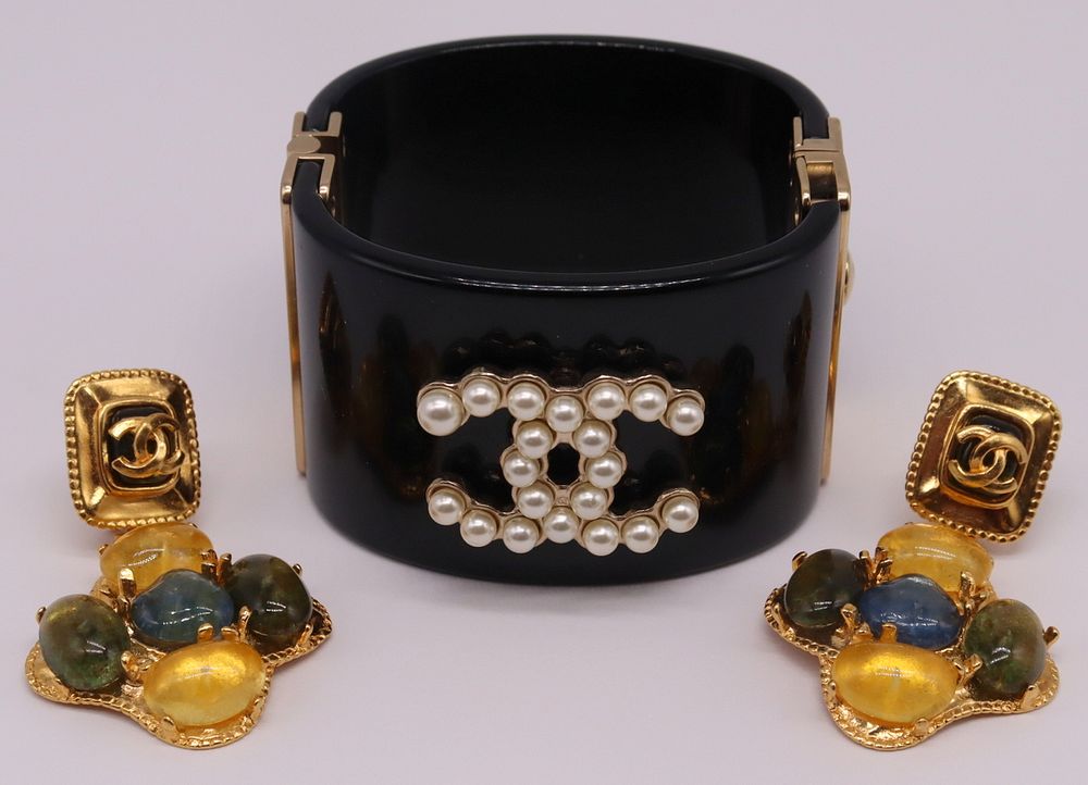 Appraisal: JEWELRY Chanel Couture Jewelry Grouping Includes a Spring Chanel black