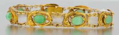 Appraisal: A Dragon Design Gold and Jade Bracelet k yellow gold