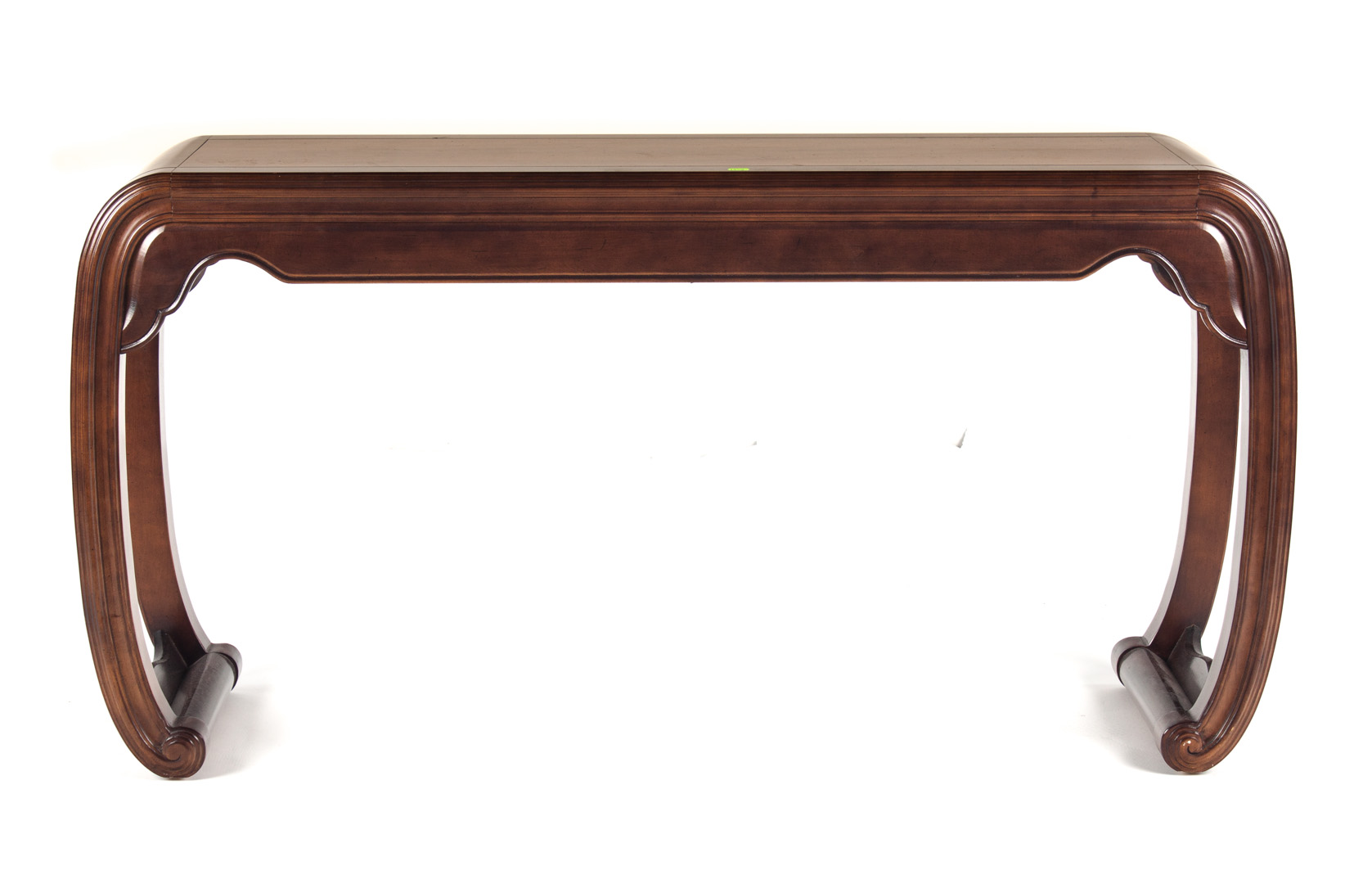 Appraisal: Contemporary mahogany sofa table probably Henredon scroll legs in H