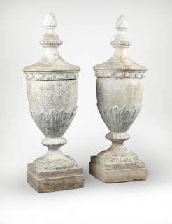 Appraisal: A pair of Continental cast concrete garden urns Early th