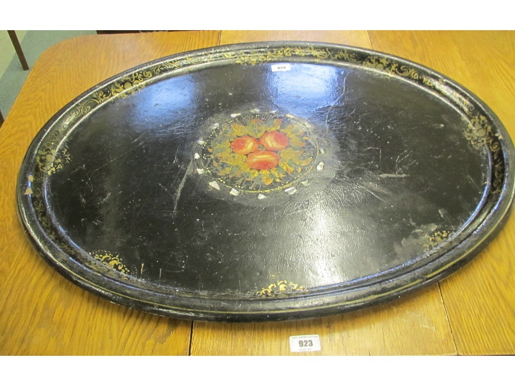 Appraisal: Lacquered tray with mother of pearl decoration