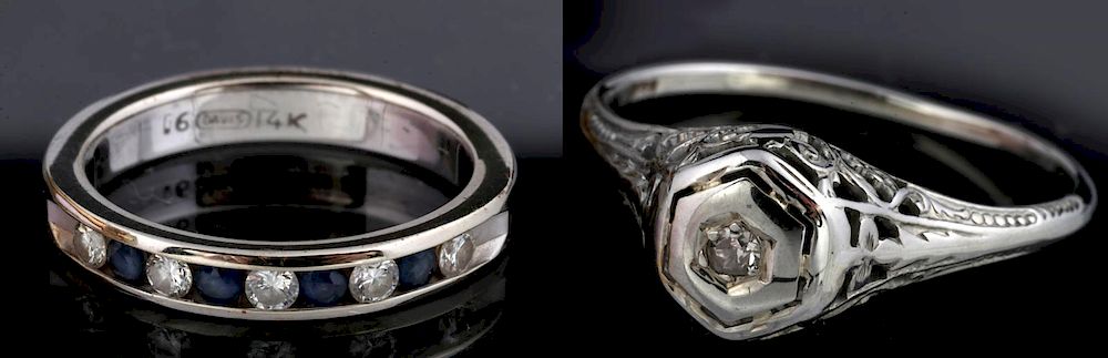 Appraisal: LADIES' K AND K FASHION RINGS WITH DIAMONDS An antique