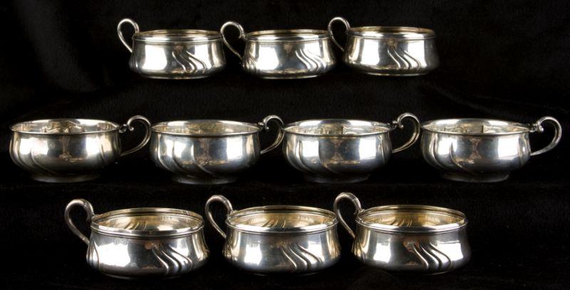 Appraisal: Assembled Set of Ten Silver Wine Tasting Cups all with