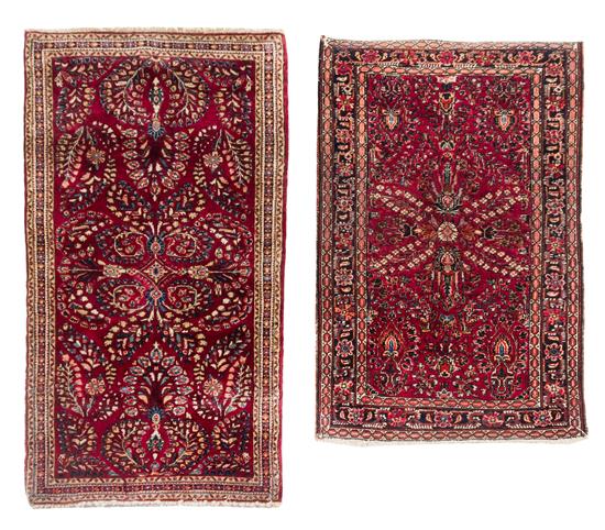 Appraisal: Sale Lot Two Sarouk Wool Rugs first half th century