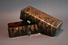 Appraisal: A Japanese black lacquer box with gilded decoration of a