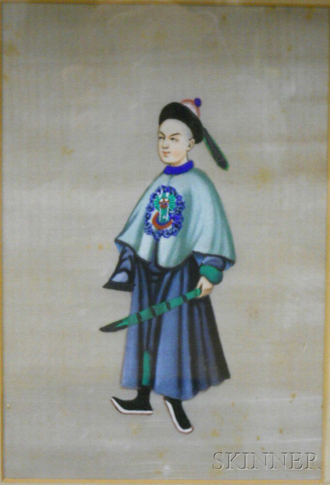 Appraisal: Three Gouache Portraits China th century on rice paper a