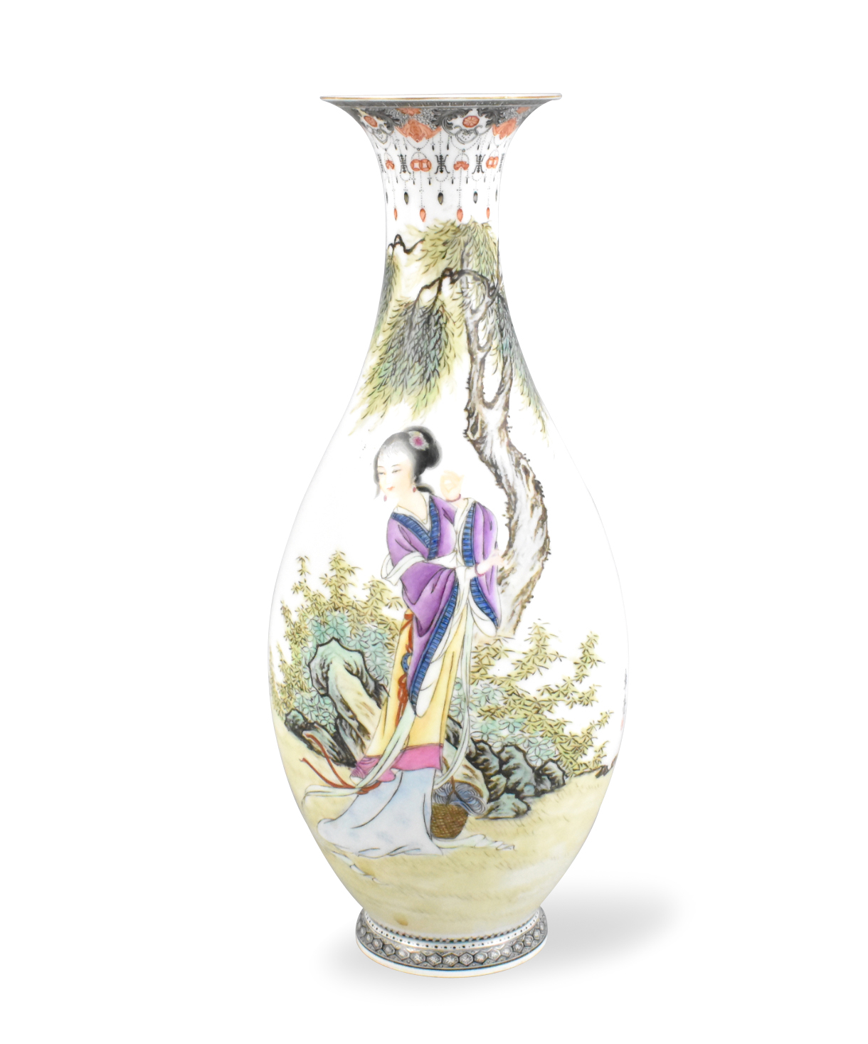 Appraisal: A Chinese egg shell porcelain vase with elegant lady 's