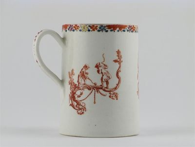 Appraisal: A rare Bow mug printed in brick red with scenes