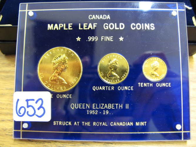 Appraisal: CANADIAN GOLD MAPLE LEAF THREE-COIN SET the official gold bullion