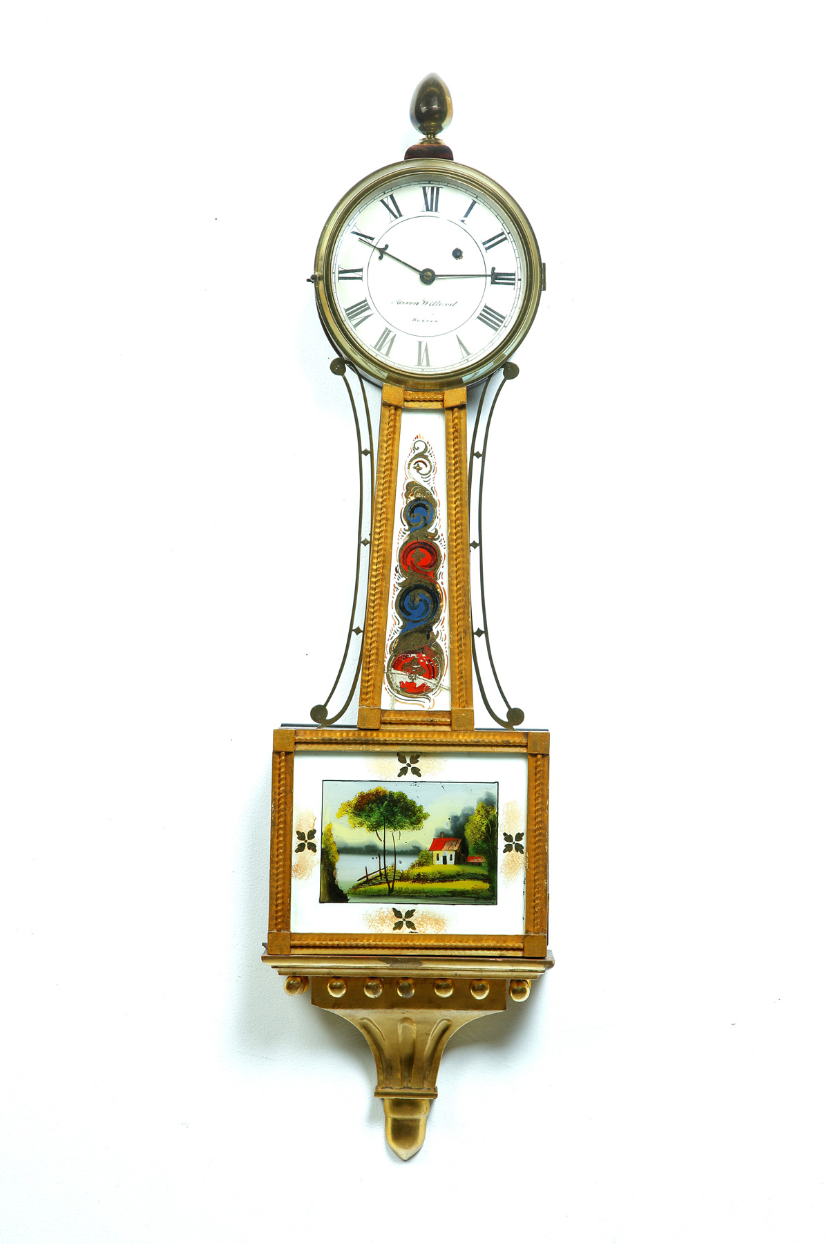 Appraisal: AARON WILLARD BOSTON BANJO CLOCK Early th century pine Typical