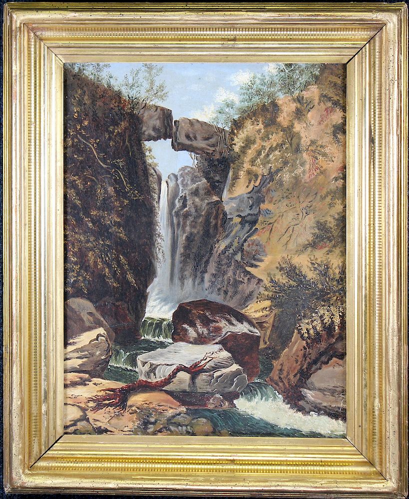 Appraisal: American School Early th C Waterfall Scene American School Early