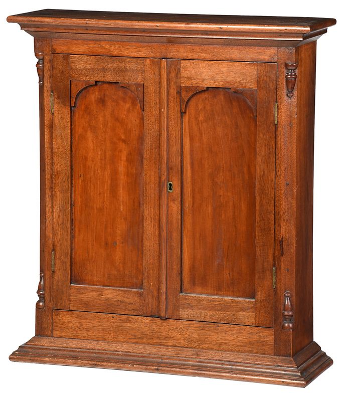 Appraisal: American Victorian Hanging Cabinet th century walnut case with cherry