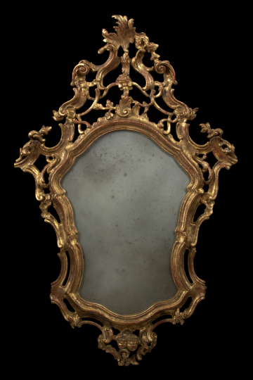 Appraisal: Italian Giltwood Looking Glass late th century in the rococo