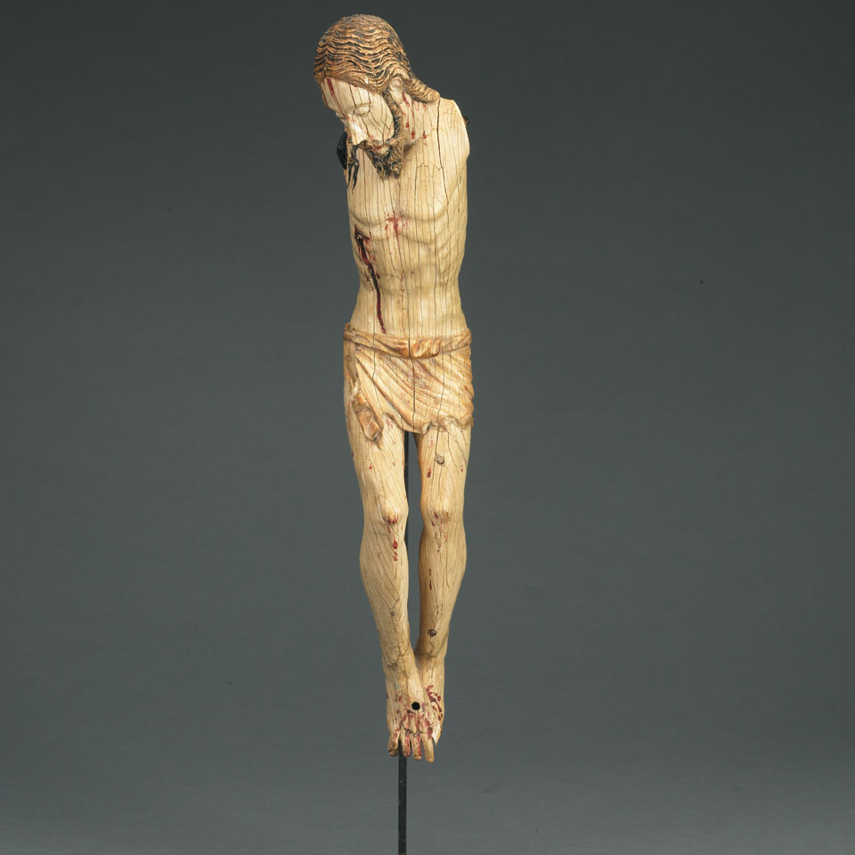 Appraisal: Spanish Carved Ivory Figure of Christ on the Cross th