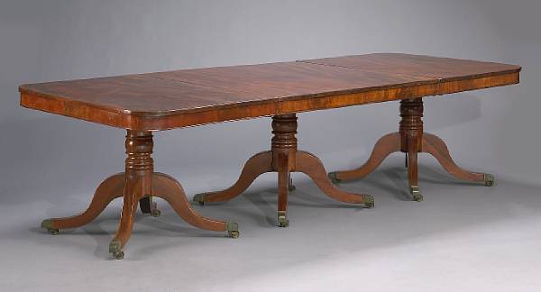 Appraisal: A George IV mahogany triple pedestal dining table first quarter