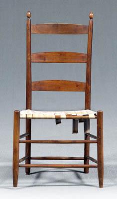 Appraisal: Shaker No side chair with tilters three-slat back woven tape