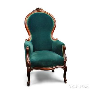 Appraisal: Victorian Walnut Parlor Chair mid- th century with curved back